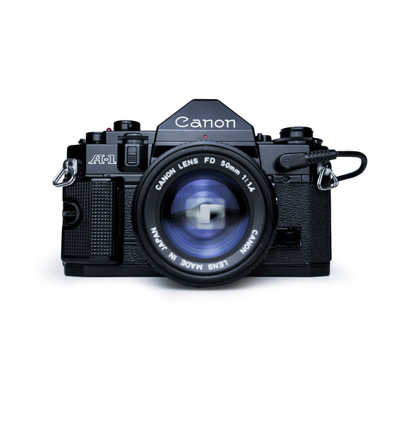Canon A-1 35mm SLR Film Camera with 50mm F1.4 & Data Back & Power