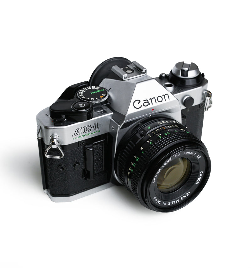 Canon AE-1 Program 35mm SLR Film Camera with 50mm F1.8 & Soligor 70-300mm F3.8 Lenses