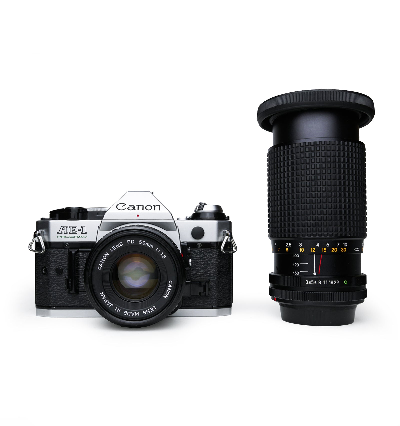 Canon AE-1 Program 35mm SLR Film Camera with 50mm F1.8 & Soligor