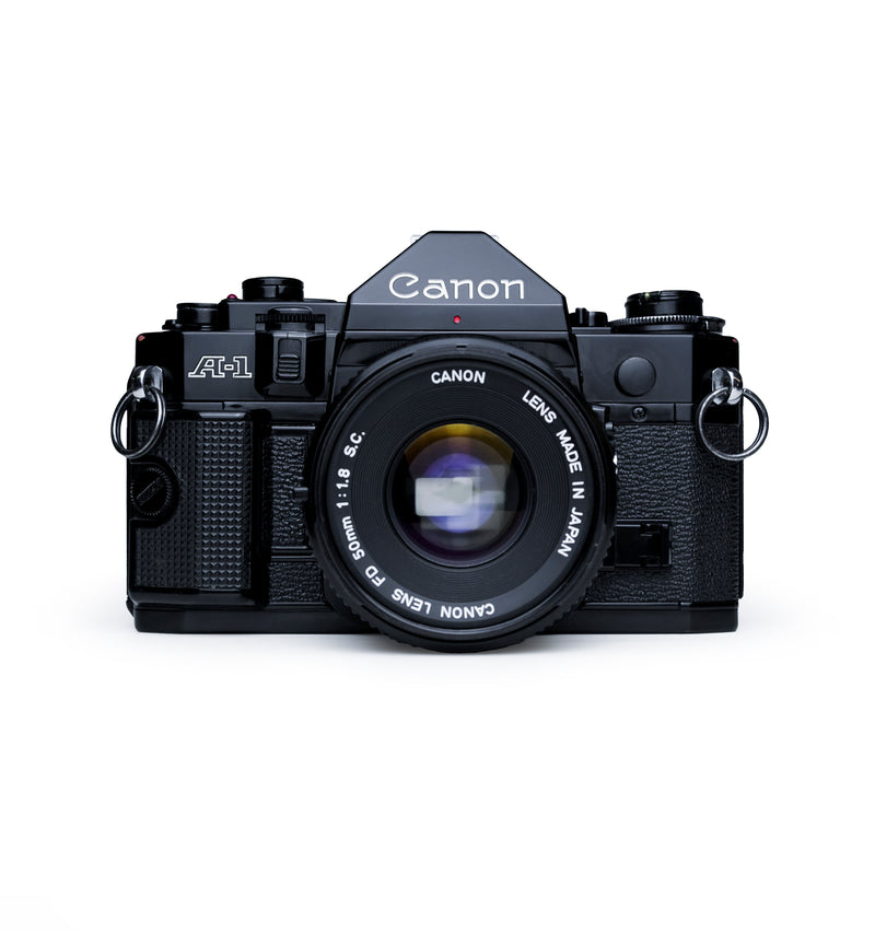 Canon A-1 35mm SLR Film Camera Set with 50mm F1.8 S.C. Lens