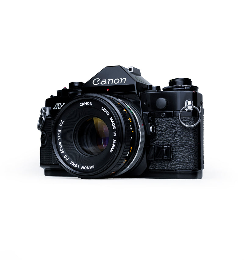 Canon A-1 35mm SLR Film Camera Set with 50mm F1.8 S.C. Lens
