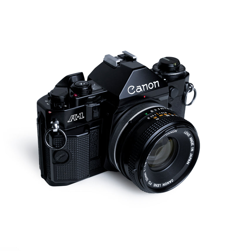 Canon A-1 35mm SLR Film Camera Set with 50mm F1.8 S.C. Lens