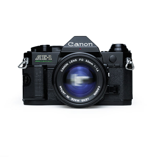 Canon AE-1 Program Black 35mm SLR Film Camera with 50mm f1.4 Lens