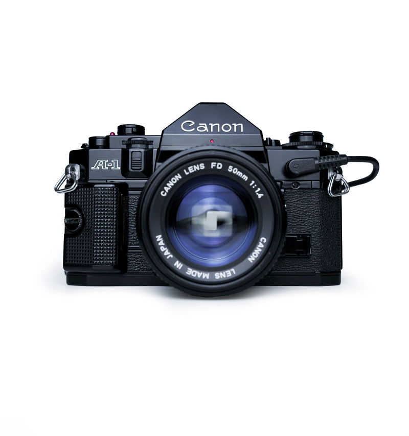Canon A-1 35mm SLR Film Camera with 50mm F1.4 & Data Back & Power