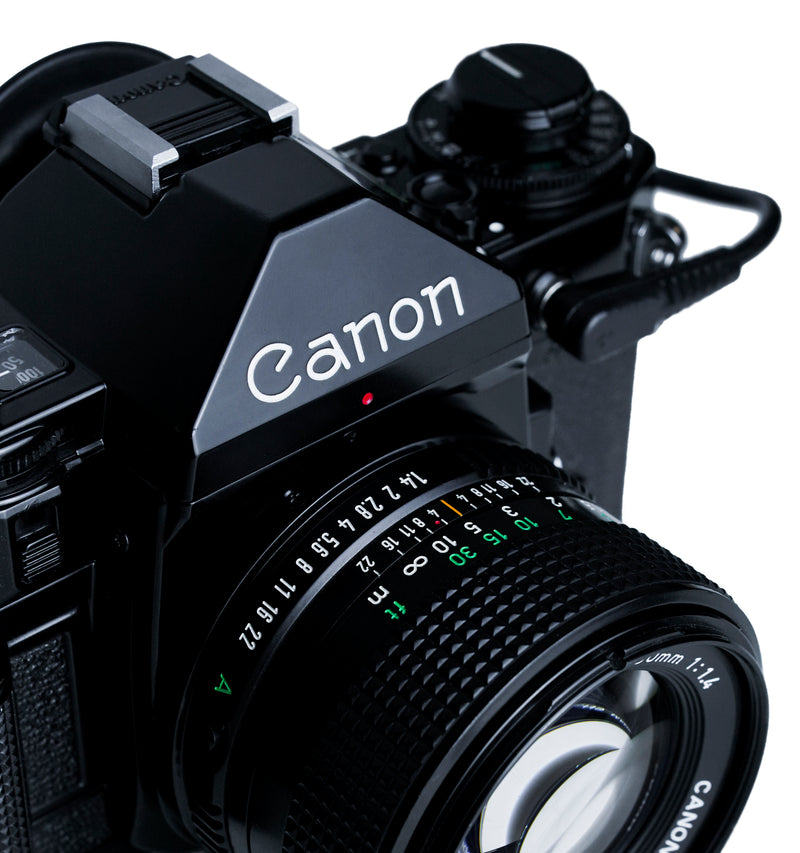 Canon A-1 35mm SLR Film Camera with 50mm F1.4 & Data Back & Power