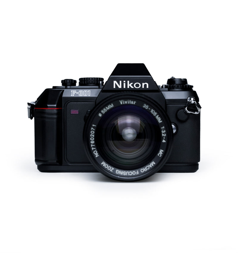 Nikon F-301 35mm SLR Film Camera with Vivitar 35-105 mm Lens