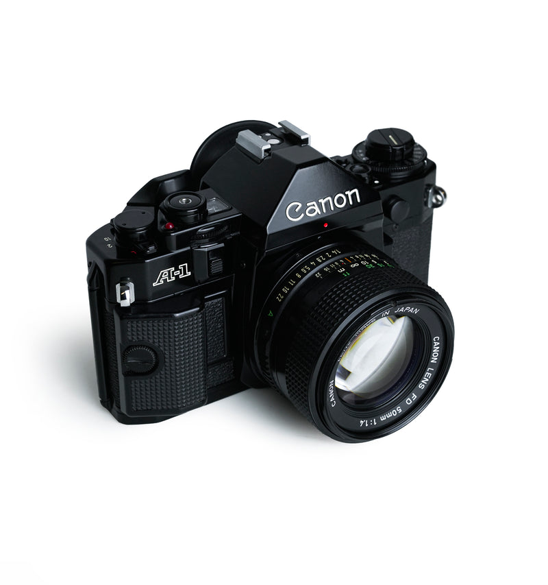 Canon A-1 35mm SLR Film Camera with 50mm F1.4 & 28mm F2.8 Lens