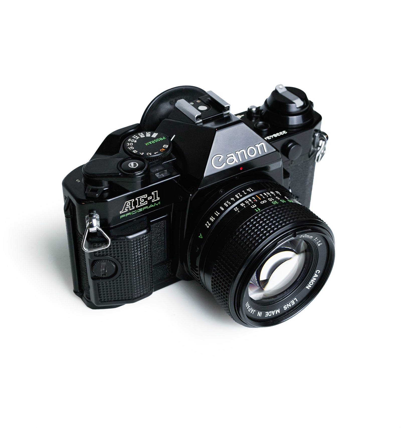 Canon AE-1 Program Black 35mm SLR Film Camera with 50mm f1.4 Lens