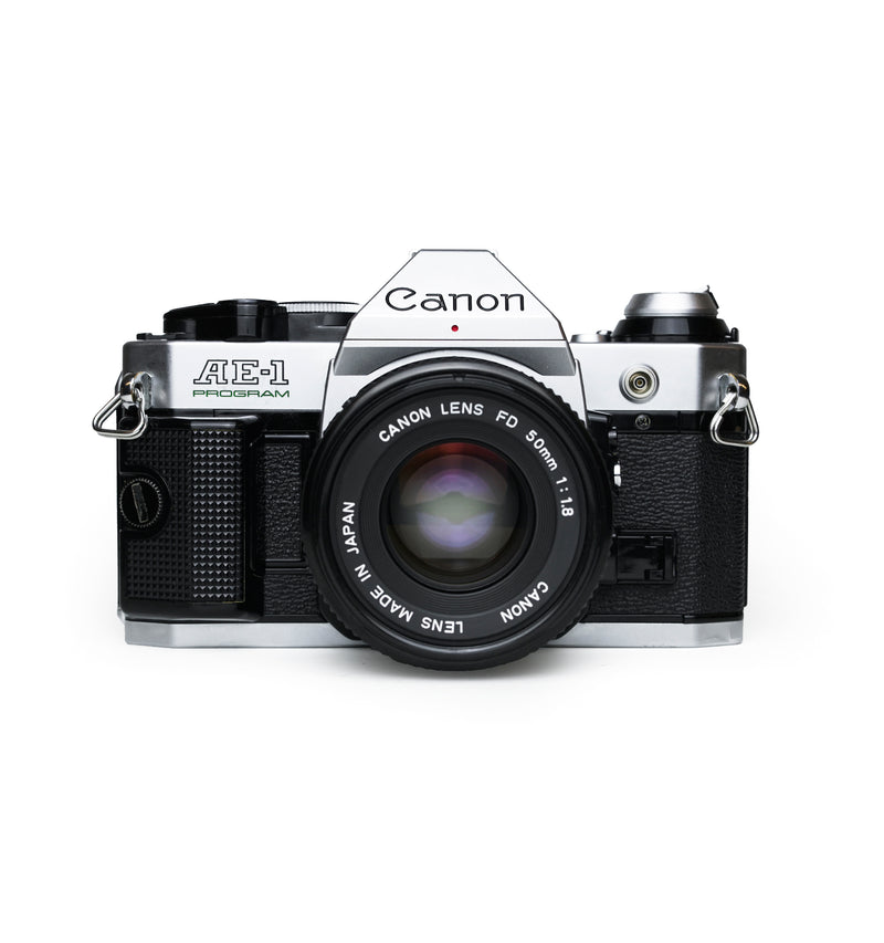 Canon AE-1 Program 35mm SLR Film Camera Set with 3 Lenses